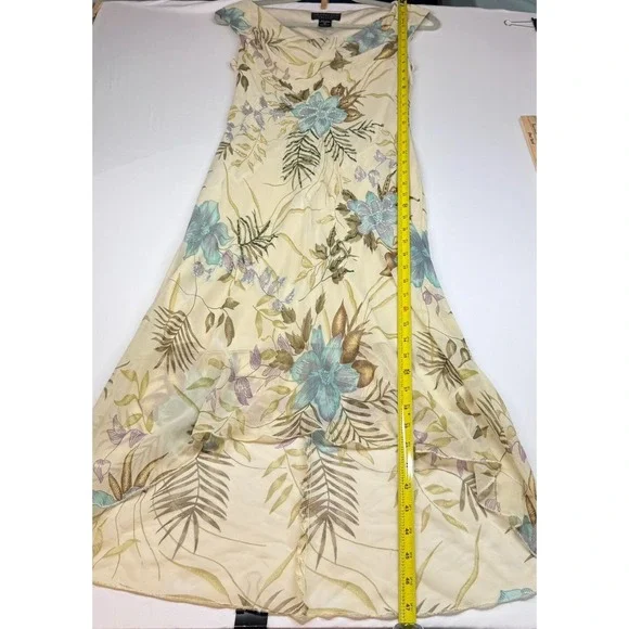 Y2K Floral Midi Dress Beaded Sz M / S Drape Cowl Babydoll Cottage Fairy READ - Picture 12 of 16